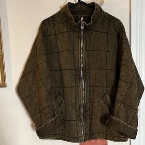 Quilted Olive Green Zip-Up Jacket free people
